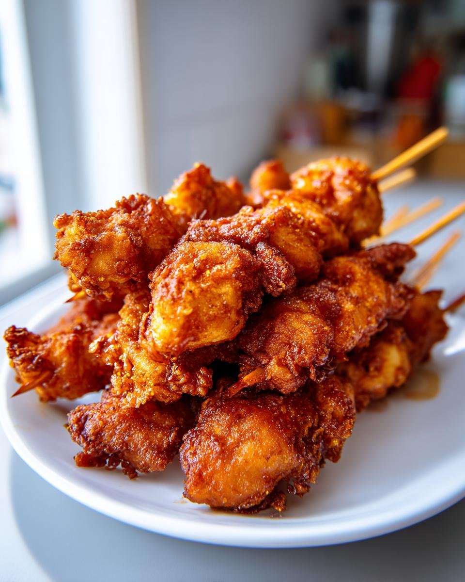 chicken on a stick fried - detail 1