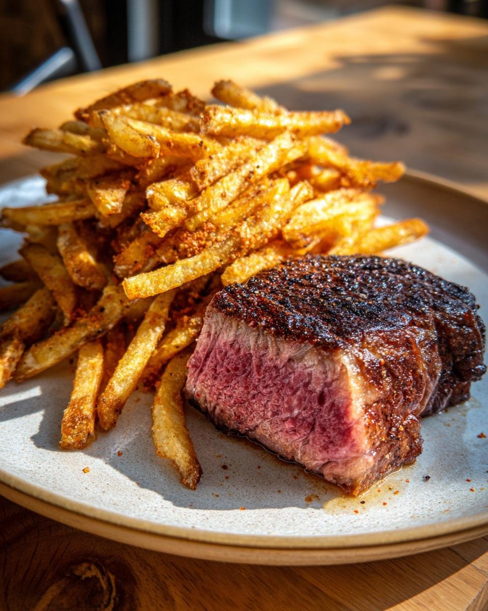 Beef steak with fries