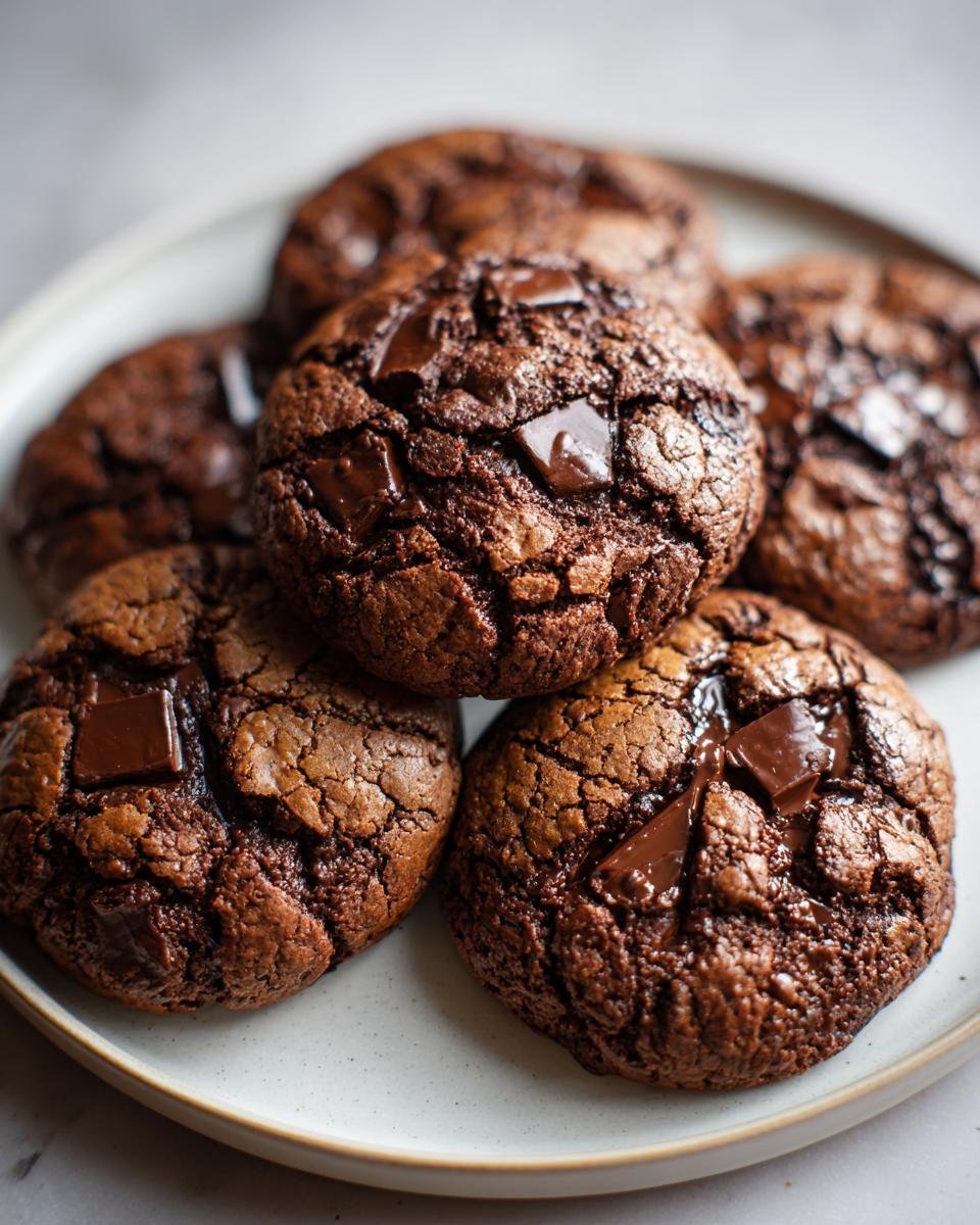 Double chocolate olive oil cookies (bakery trend)