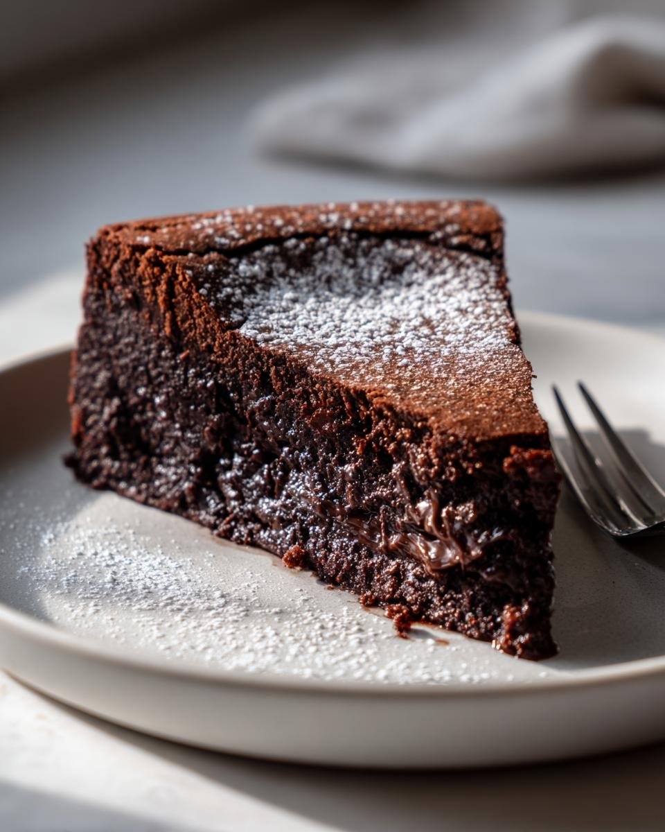 Flourless chocolate cake (restaurant-style dessert)