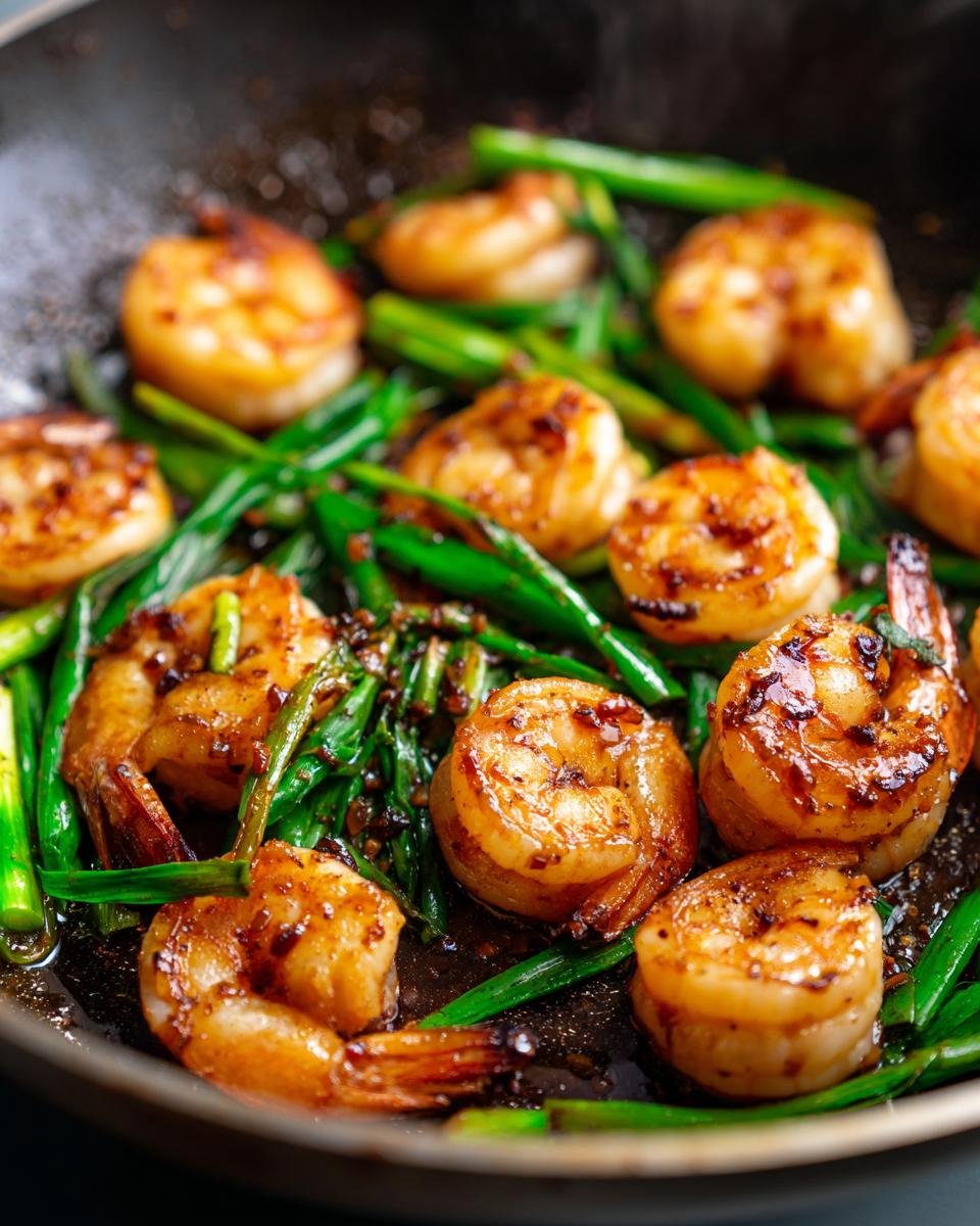 Garlic chive shrimp stir-fry - detail 1