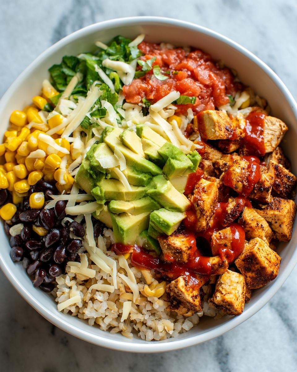 High-protein chicken burrito bowl - detail 1