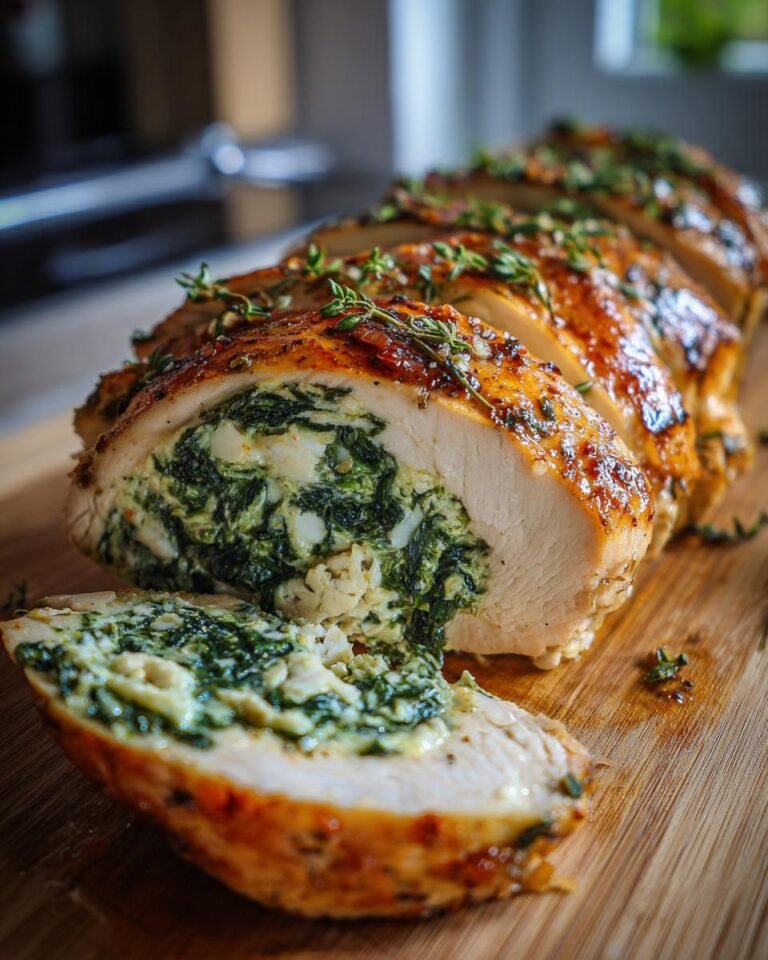 Kipfilet gevuld met spinazie en feta