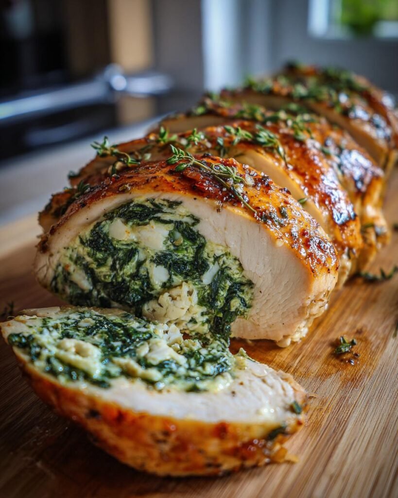 Kipfilet gevuld met spinazie en feta