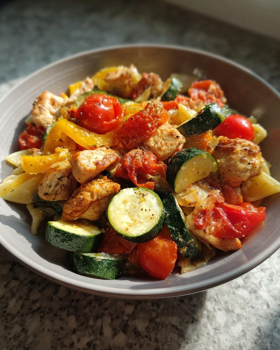 Lemon chicken pasta primavera (fresh seasonal dish) - detail 1