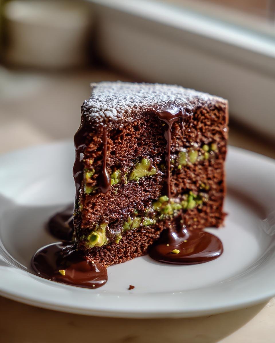 Pistachio chocolate cake (viral dessert trend) - detail 1