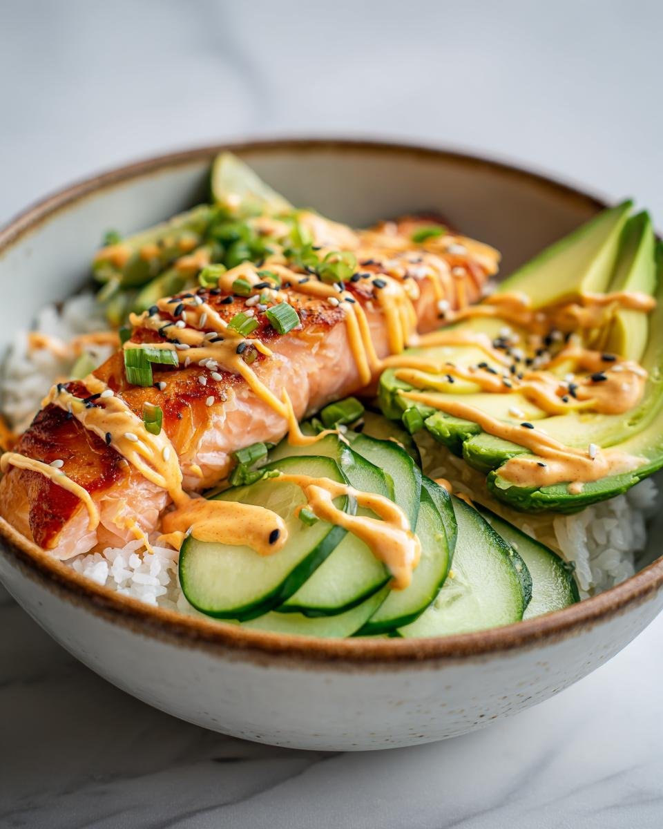 Salmon rice bowl with spicy mayo - detail 1