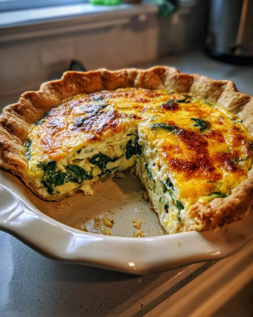 Spring quiche with spinach & cheddar