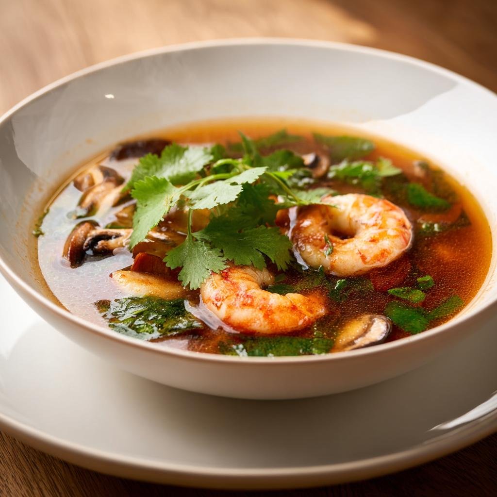 Thai tom yum shrimp soup