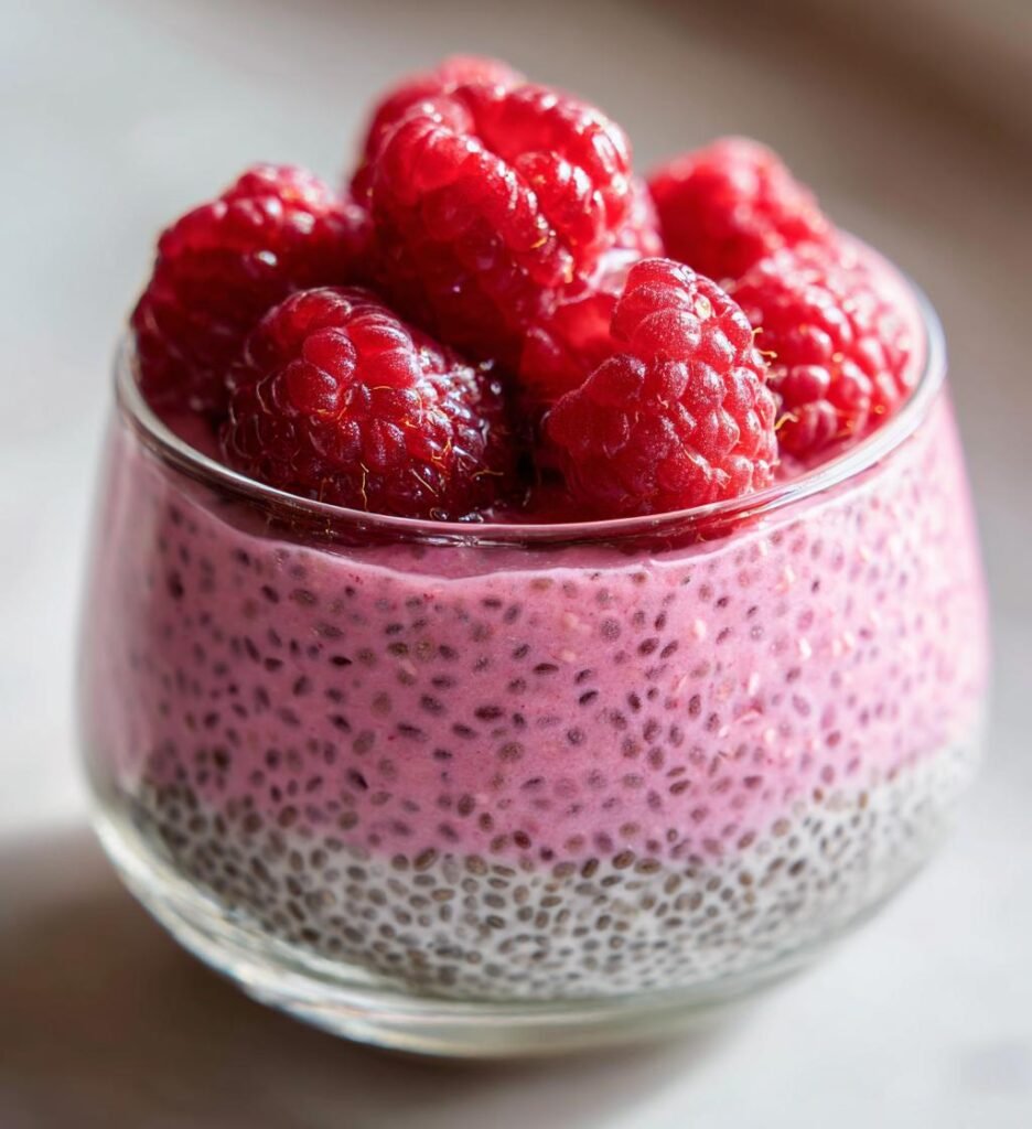 Frambozen Chia Pudding (juli versie)